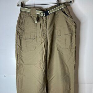L.L. Bean Women’s Medium Beige Nylon Cargo Capri Pants Hiking Belted 32x23